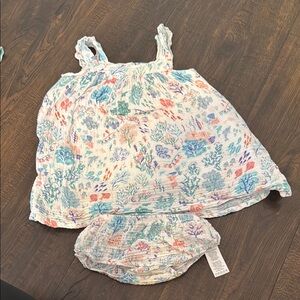 Girls Angel Dear Muslin Sea World Baby Dress with Bloomers 18-24M